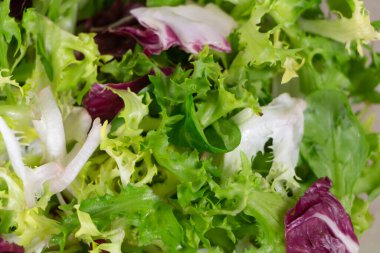 Yemekte yeşil salata var.