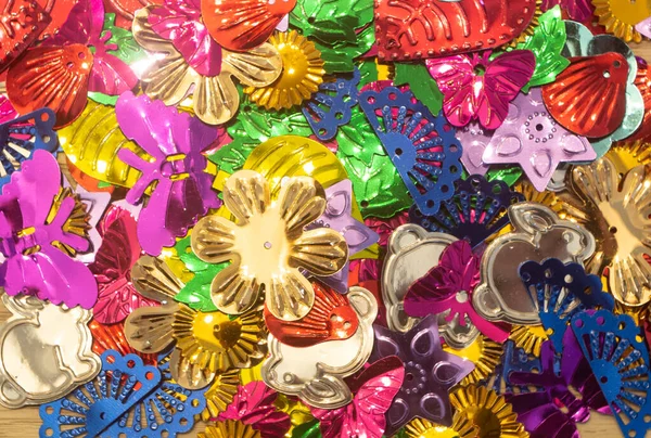 Lantejoulas Multicoloridas Forma Folhas Estrelas Borboletas Coelho Concha — Fotografia de Stock