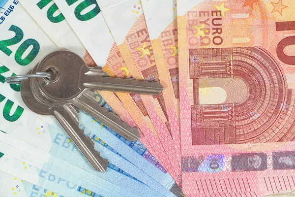 Sleutels Bankbiljetten Van Tien Twintig Euro — Stockfoto