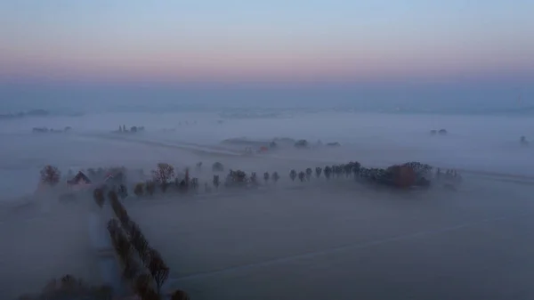 Schöner Sonnenaufgang Über Polderlandschaft Den Niederlanden — Stockfoto