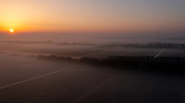 Gyönyörű Napfelkelte Felett Polder Táj Hollandiában — Stock Fotó