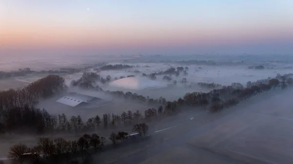 Schöner Sonnenaufgang Über Polderlandschaft Den Niederlanden — Stockfoto