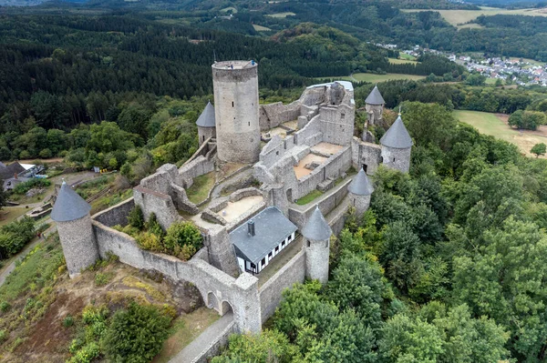 Castillo Bourscheid Luxemburgo Visto Desde Arriba —  Fotos de Stock