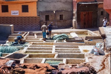 MARRAKESH, MOROCCO - HAZİRAN 04, 2017: Güneşli bir günde Marakeş 'teki eski tabakhaneyi görmek.