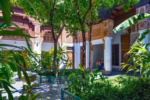 Marrakesh Morocco Června 2017 Zahrada Bahijském Paláci Palác Konce Století — Stock fotografie