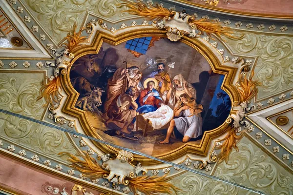 Bergamo Italia Maggio 2019 Dettagli Del Soffitto Della Chiesa Cattolica — Foto Stock
