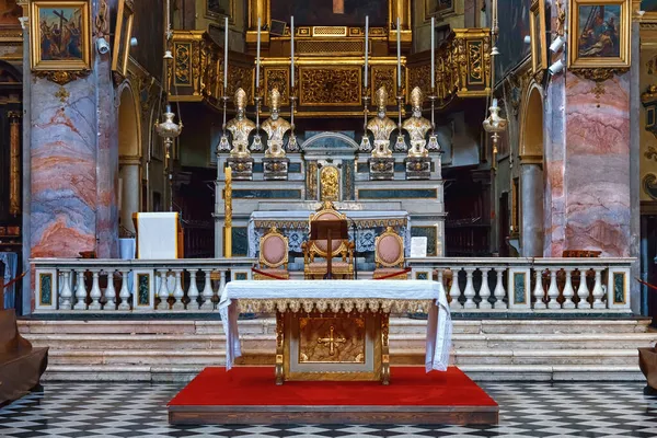 Bergamo Italy Μαΐου 2019 Άποψη Του Κυρίως Βωμού Στην Καθολική Φωτογραφία Αρχείου