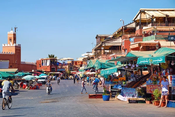 Marrakesh Morocco Ιουνιου 2017 Άποψη Της Αγοράς Στην Περίφημη Jemaa Royalty Free Φωτογραφίες Αρχείου