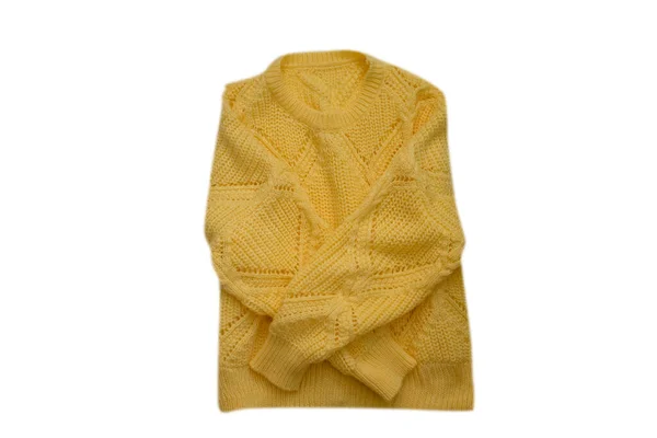 Suéter Amarillo Para Mujer Aislado Sobre Fondo Blanco — Foto de Stock