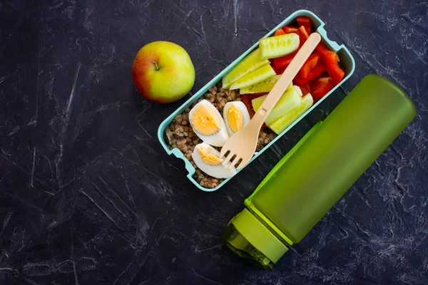 Lunch Boxt Gesundes Essen Auf Einem Betongrund — Stockfoto