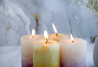 Mum, çimento arkaplanda çingene çiçeği