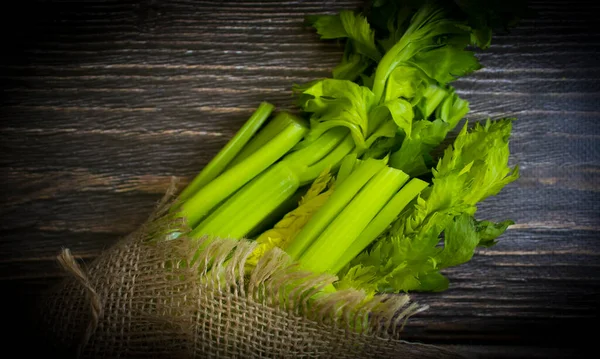 Celery Stalks Wooden Background Vegetable — Stock Photo, Image