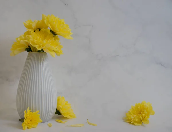 Crisantemo Amarillo Jarrón Sobre Fondo Viejo — Foto de Stock