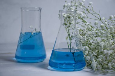 Işık arkaplan üzerinde laboratuvar şişesi çiçeği