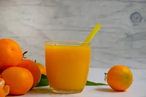 Tangerine Juice Fruit Glass — Stock Photo, Image