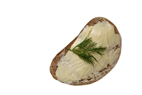 Chleb Masło Izolowany Chleb Koperek — Zdjęcie stockowe