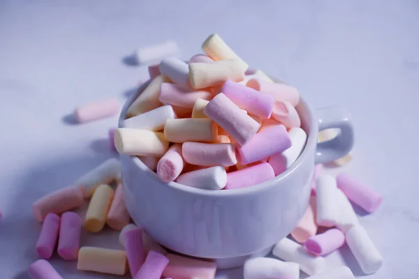 Süße Farbige Marshmallows Einer Tasse — Stockfoto