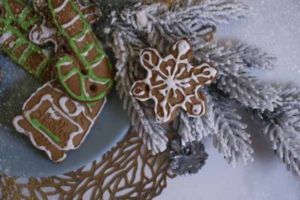 Delicious Christmas Gingerbread Christmas Tree Branch — Foto Stock