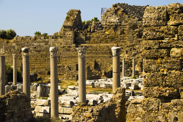 Ruiny Starożytnego Miasta Side Turcji — Zdjęcie stockowe