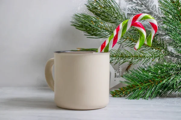 Christmas Candy Cane Branch Background — Fotografia de Stock