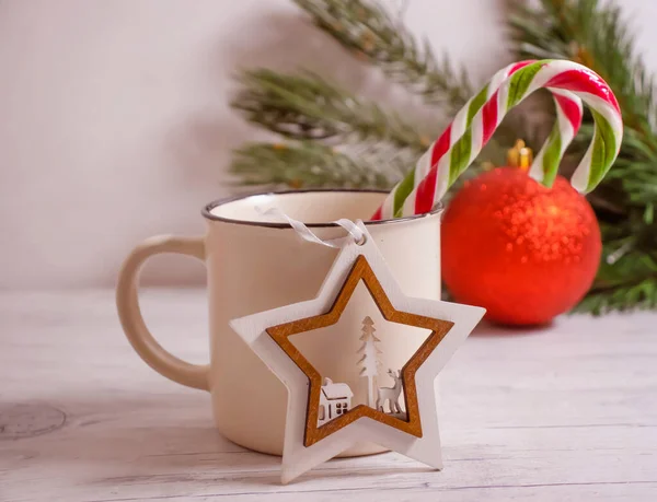 Christmas Candy Cane Branch Background — Stock Photo, Image