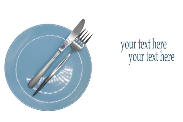 Plate Fork Knife Spoon Isolated White Background — Fotografia de Stock