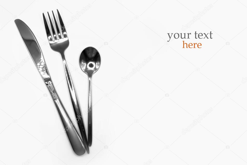 fork, knife, spoon isolated on white background