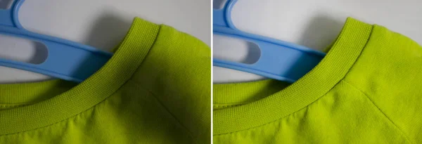 Flecken Auf Kleidung Vor Und Nach Der Reinigung — Stockfoto