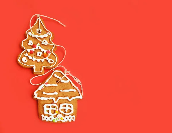 Christmas Gingerbread Colored Background — Stock Photo, Image