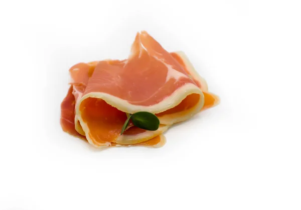 Jamon Plak Geïsoleerd Witte Achtergrond — Stockfoto