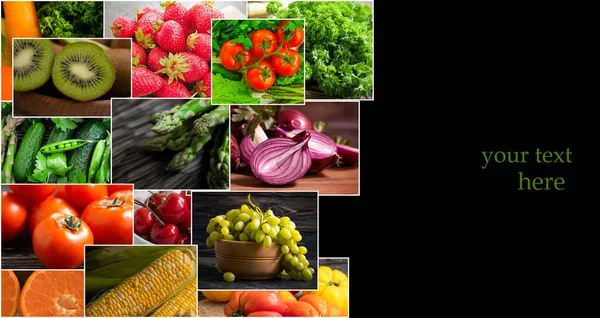 Овощи Свежие Органические Различные Коллаж — стоковое фото