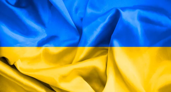 Bandera Ucrania Seda Fondo Textura —  Fotos de Stock
