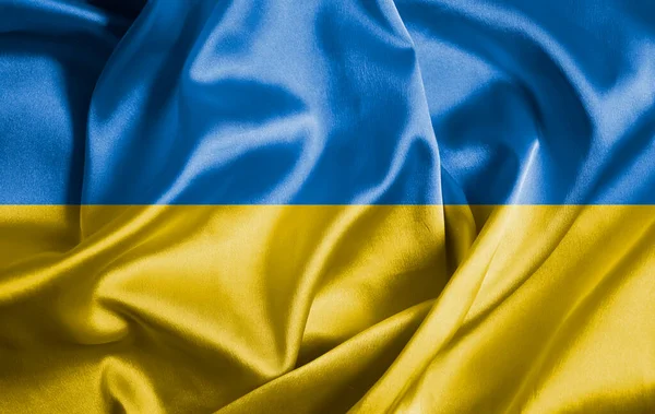 Bandera Ucrania Seda Fondo Textura — Foto de Stock