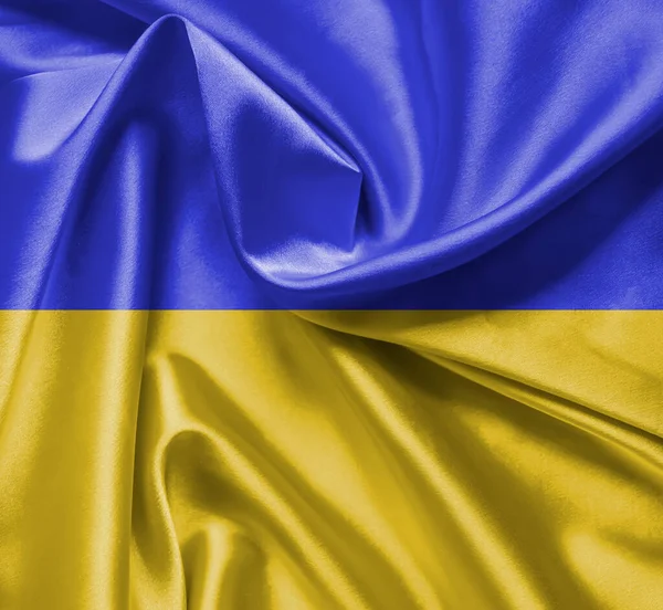 Bandera Ucrania Seda Fondo Textura — Foto de Stock