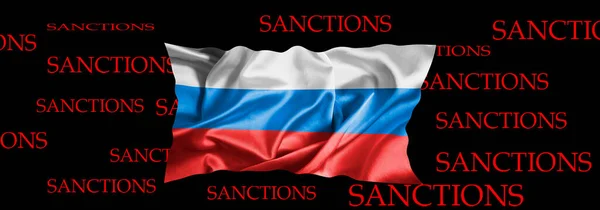 Russland Flagge Auf Schwarzem Hintergrund — Stockfoto