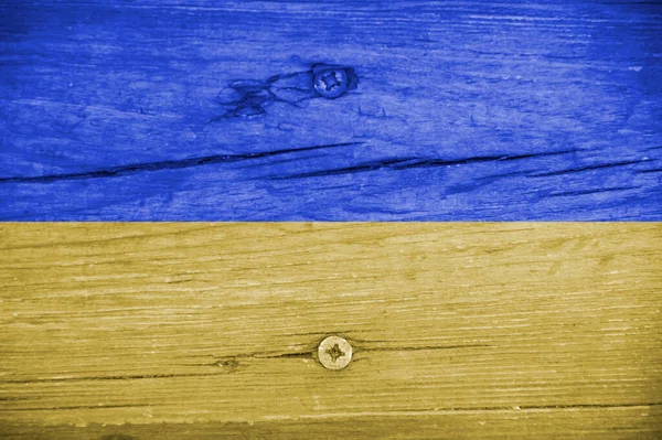 Couleurs Ukraine Drapeau Fond Bois — Photo