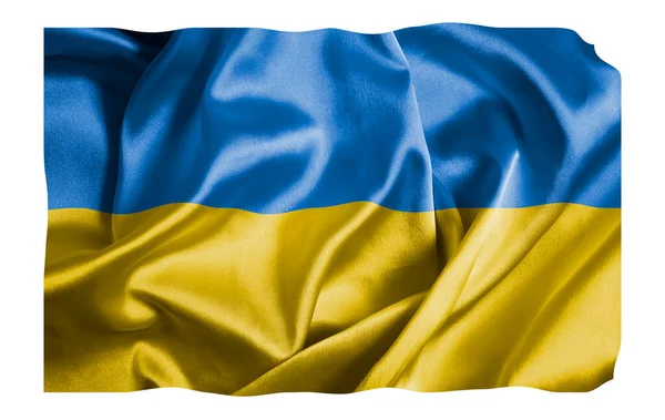 Bandera Seda Ucrania Aislado Sobre Fondo Blanco —  Fotos de Stock