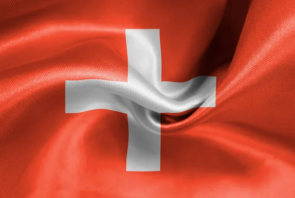 Bandera Suiza Seda Primer Plano Fondo —  Fotos de Stock