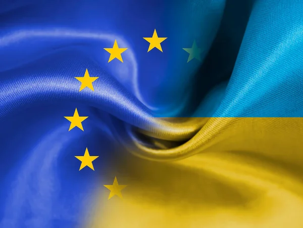 Avrupa bayrağı ve Ukrayna ipek kumaşı bayrağı