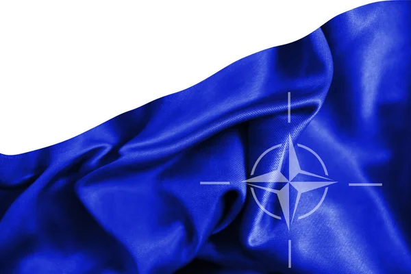 Tło Tkaniny Jedwabnej Flagi Nato — Zdjęcie stockowe
