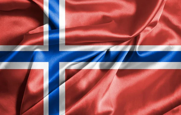 Bandera Noruega Tela Seda Fondo —  Fotos de Stock