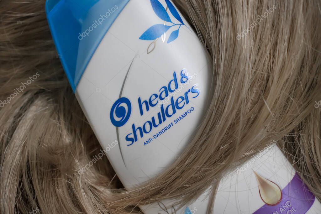 March 06, 2022 Ukraine, the city of Kyiv Head and Shoulders shampoo, against the background of hair