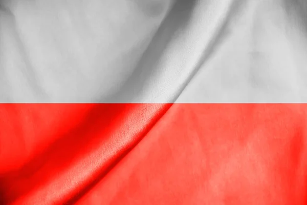 Bandera Poland Silk Fabric Background —  Fotos de Stock