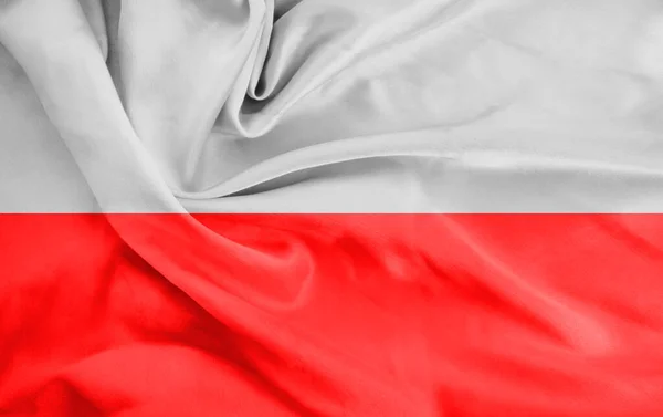 Bandera Poland Silk Fabric Background —  Fotos de Stock
