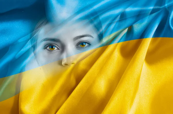 Drapeau Visage Féminin Ukraine — Photo