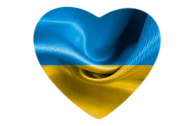Bayrak Ukrayna ipek arka plan kalp şekli