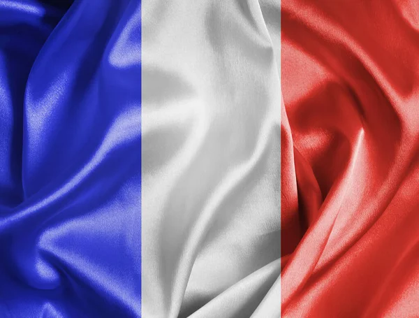 France Flag Silk Fabric Background — Stock Photo, Image