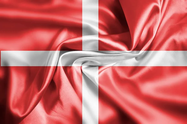 Danimarka Bayrağı Ipek Arkaplan — Stok fotoğraf