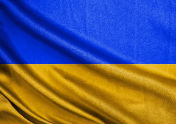 Εθνική Σημαία Της Ουκρανίας Φόντο Μετάξι — Φωτογραφία Αρχείου