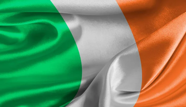 爱尔兰国旗丝质背景 — 图库照片